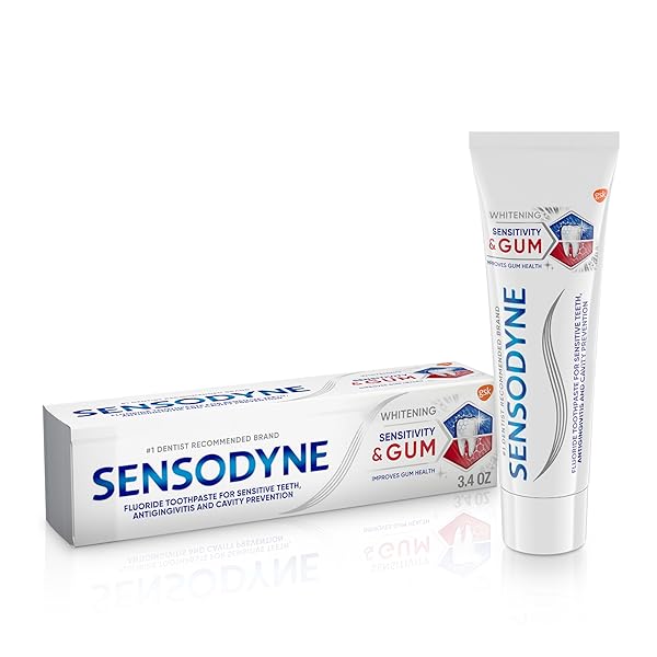 SENSODYNE SENSITIVITY & GUM WHITENING TOOTHPASTE, TOOTHPASTE FOR SENSITIVE TEETH & GUM PROBLEMS, 3.4 OUNCES