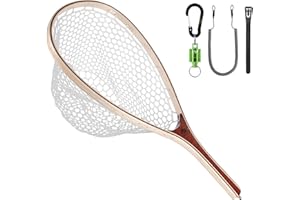 SF Fly Fishing Landing Net Soft Rubber Mesh Trout Net Catch and Release Net