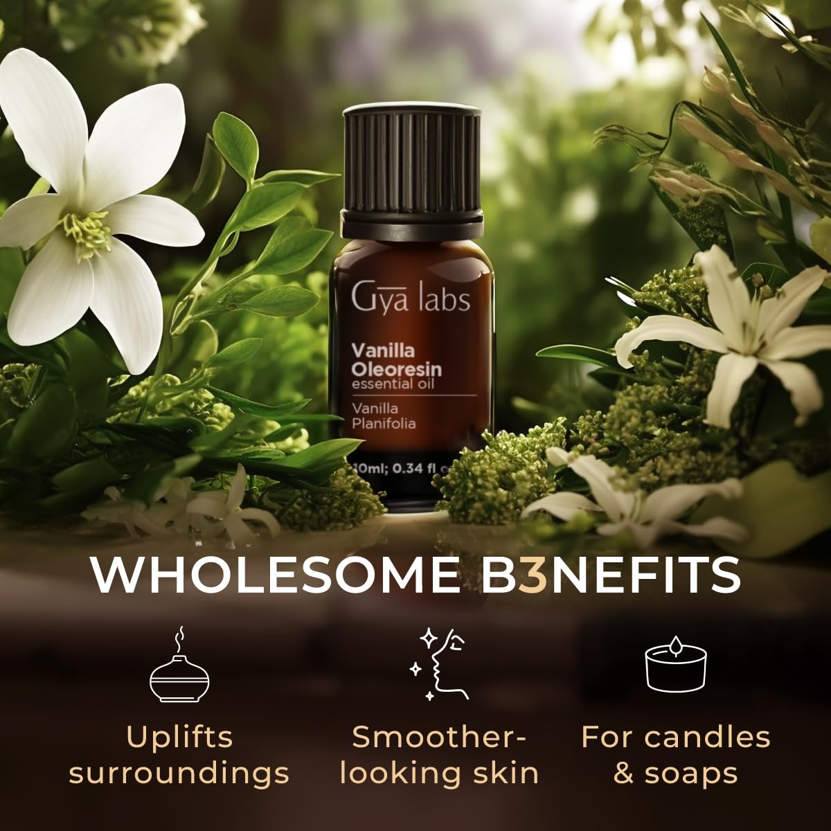 Gya Labs Vanilla Essential Oil - 0.34 Fl Oz - for Hair, Skin, Diffuser, Aromatherapy & DIY Candle Making Scent