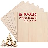 Basswood Sheets 1/8", 3mm Basswood for Laser Cutting, 6 Pack 12"x12" Cricut Wood Sheets, Plywood Sheets Wooden Blanks Boards