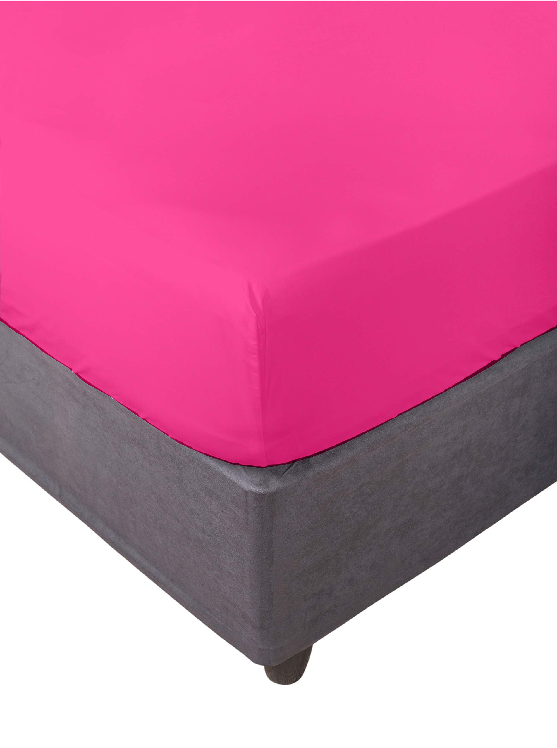 Miracle Home. Fitted Sheet, Elastic, Soft, Comfortable, Anti-Pilling. Cotton 50% 50% Polyester. Fuchsia. 200 x 200 cm