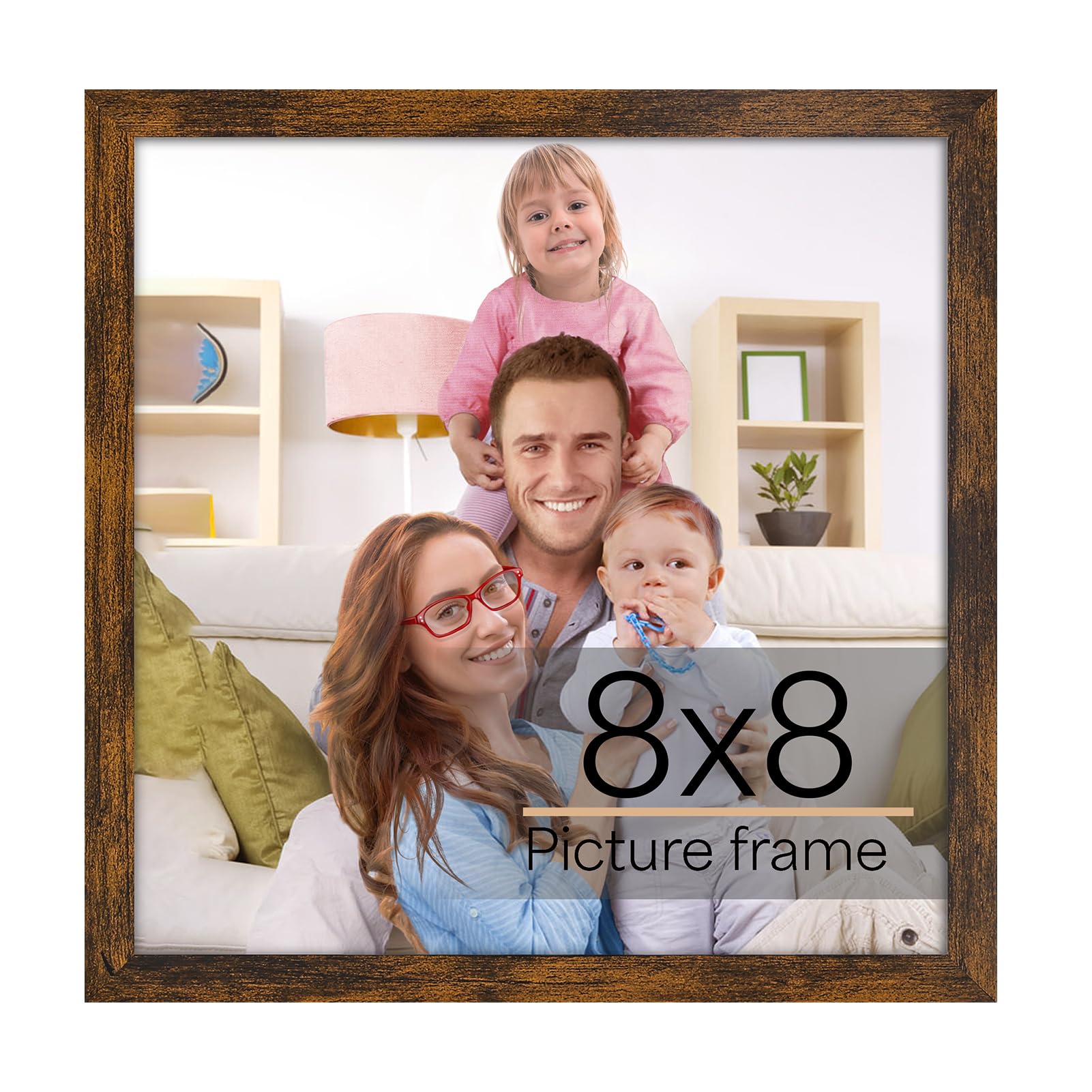 Photo 1 of Giftgarden 8x8 Picture Frame Rustic Brown, 8 by 8 Thin Square Photo Frame for Gallery Wall Tabletop Display, Single