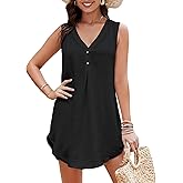 Eddoyee Wome's Swimsuit Coverup V Neck Hollow Out Beach Bathing Suit Flowy Swim Coverup Mini Dress