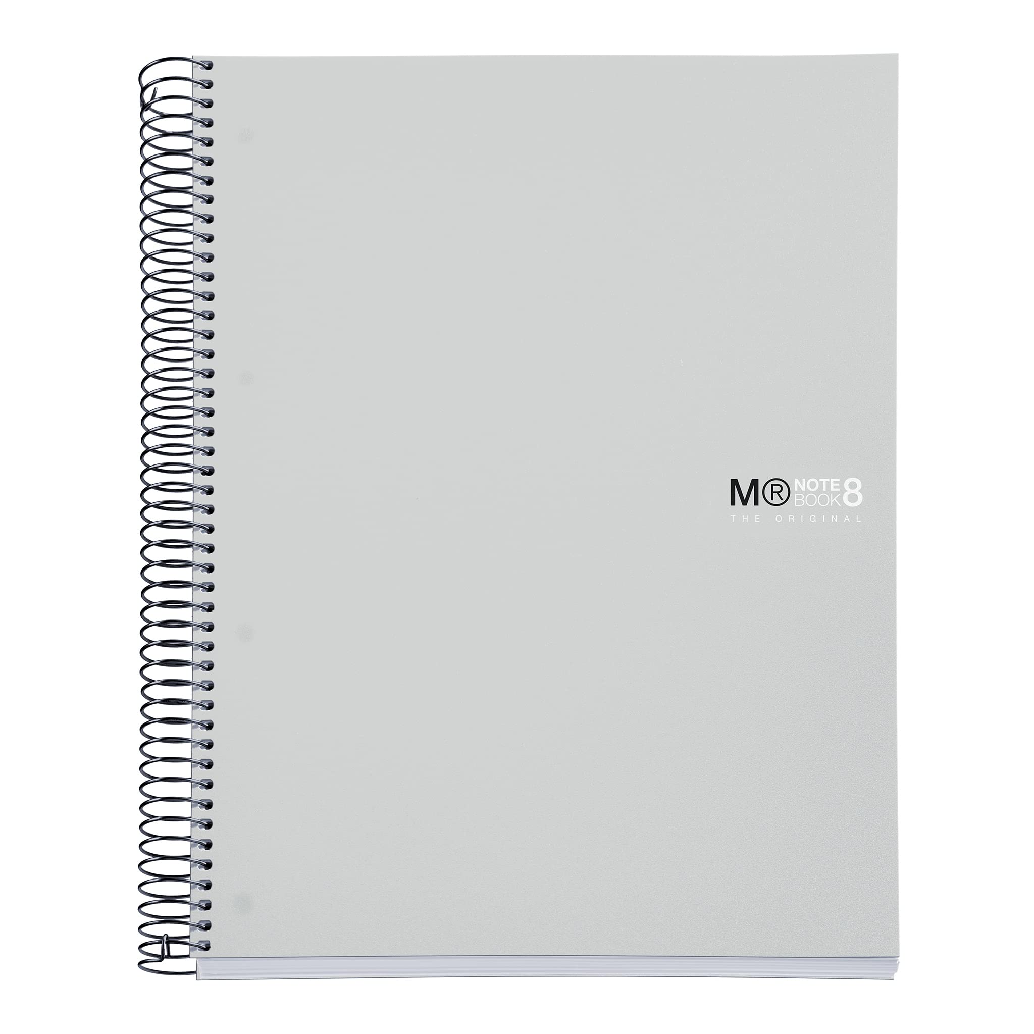 Miquelrius - The Original Notebook Notebook, 8 Coloured Stripes, Opaque Polypropylene Cover, A4 Size (210 x 297 mm), 4 Drills, 200 Sheets of 70 g/m², 5 mm Grid, Grey