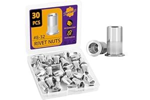 ZERDANS #8-32 Rivet Nut, 30PCS Rivnut Nutsert 304 Stainless Steel Rivets Flat Head Rivnut Threaded Insert Nuts Assortment for Furniture, Automotive and Industrial Applications (#8-32)