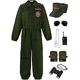ReliParty Fighter Pilot Costume for Kids Air Force Flight Suit Dress Up Halloween Career Day