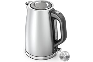 Paris Rhône Electric Kettle Stainless Steel, 1.7L Visual Water Window Tea Kettle Electric, 1500W BPA-Free Electric Kettles for Boiling Water, Auto Shut Off & Boil-Dry Protection, Silver