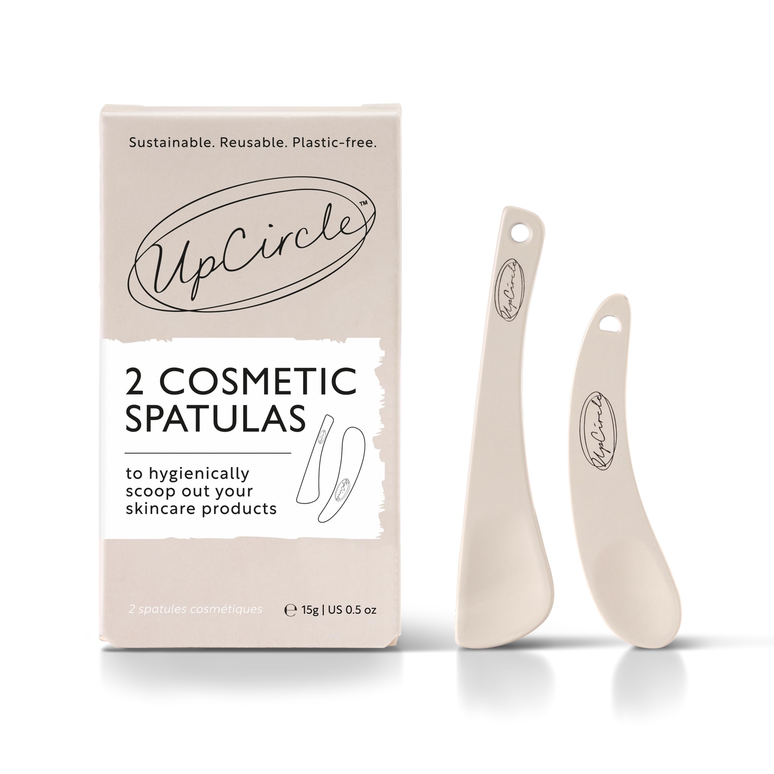 UpCircle Cosmetic Spatulas - Keep Skincare Products Clean + Water-Free - Sanitary, Safe, Plastic-Free Washable + Reusable - 2 Pieces