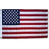 2x3 ft Heavy-Duty American Flag – 100% Made in USA, FMAA Certified – UV-Resistant 210D Nylon Outdoor US Flag with Embroidered Stars, Sewn Stripes, Brass Grommets, Reinforced Fly End for High-Winds