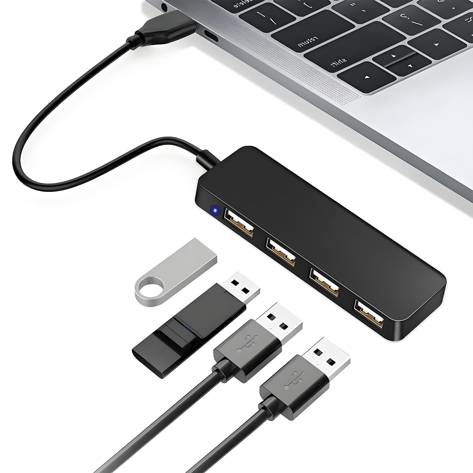 USB Hub, Multi function USB Expander 2.0 4-Port USB Hub Ultra Slim Portable USB Port Splitter for iMac, Desktop, MacBook Air, Mac Mini, Notebook PC, Laptop, Printer, PC, Keyboards, Flash Drives