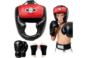 YORWHIN Boxing Headgear, Boxing Head Gear Sparring Safety Head Guard with Gloves, Boxing Protective Gear Helmet for Sparring MMA Muay Thai Kick Brace Boxing Gear for Adult Kids