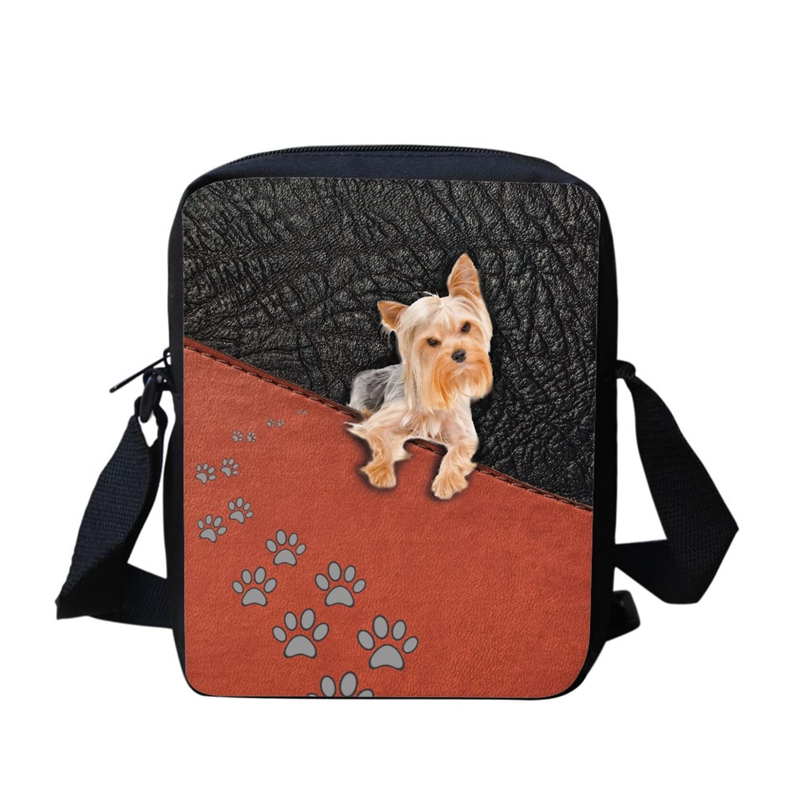 Dolyues Women Kids Tote Bags, Yorkshire Terrier Dog and Footprint Design CrossBody Shoulder Bags for Coin Cash Wallet Key — image 1