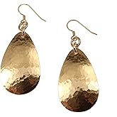 Large Hammered Bronze Teardrop Earrings