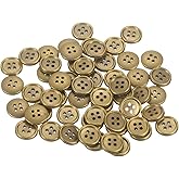 HARFINGTON 50pcs 20L Plastic Sewing Buttons 12.5mm 1/2" 4-Hole Round Replacement Craft Button for Coats Sewing Clothing and DIY, Bronze