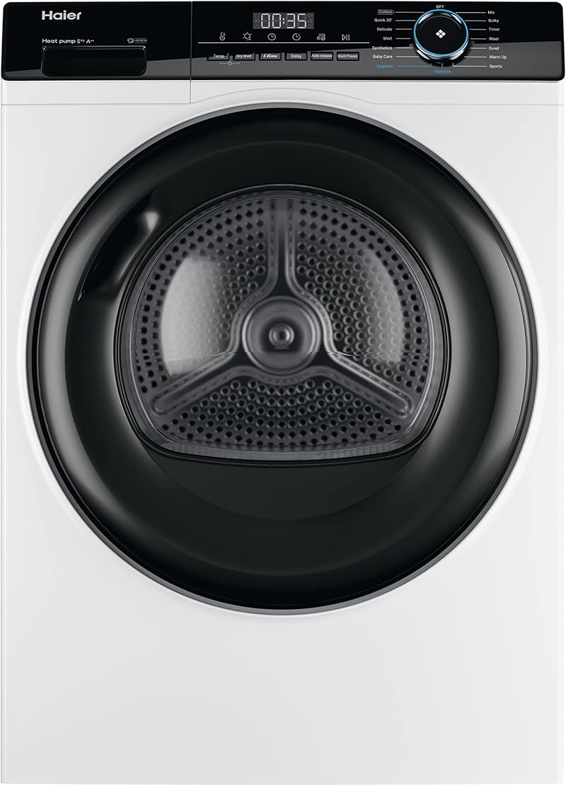 Haier HD80-A2939 Freestanding Heat Pump Tumble Dryer 8kg A++ White