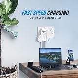 Unidapt 3 Way Socket Extension with 3 USB Ports UK 3 Pin G Plug 6-in-1 White view 4