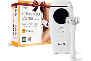 Nood™ NEW Flasher 2.0 + Shaving Starter Kit — IPL Laser Hair Removal Device for Women & Men with Refillable 5-Blade Razors — Pain-Free IPL Hair Removal Works Wherever Hair Grows — Gloss White