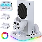 Cooling Stand for Xbox Series S with RGB Light, MENEEA Fast Charger Station with 2x1400mAH Batteries,Cooler Accessories with 