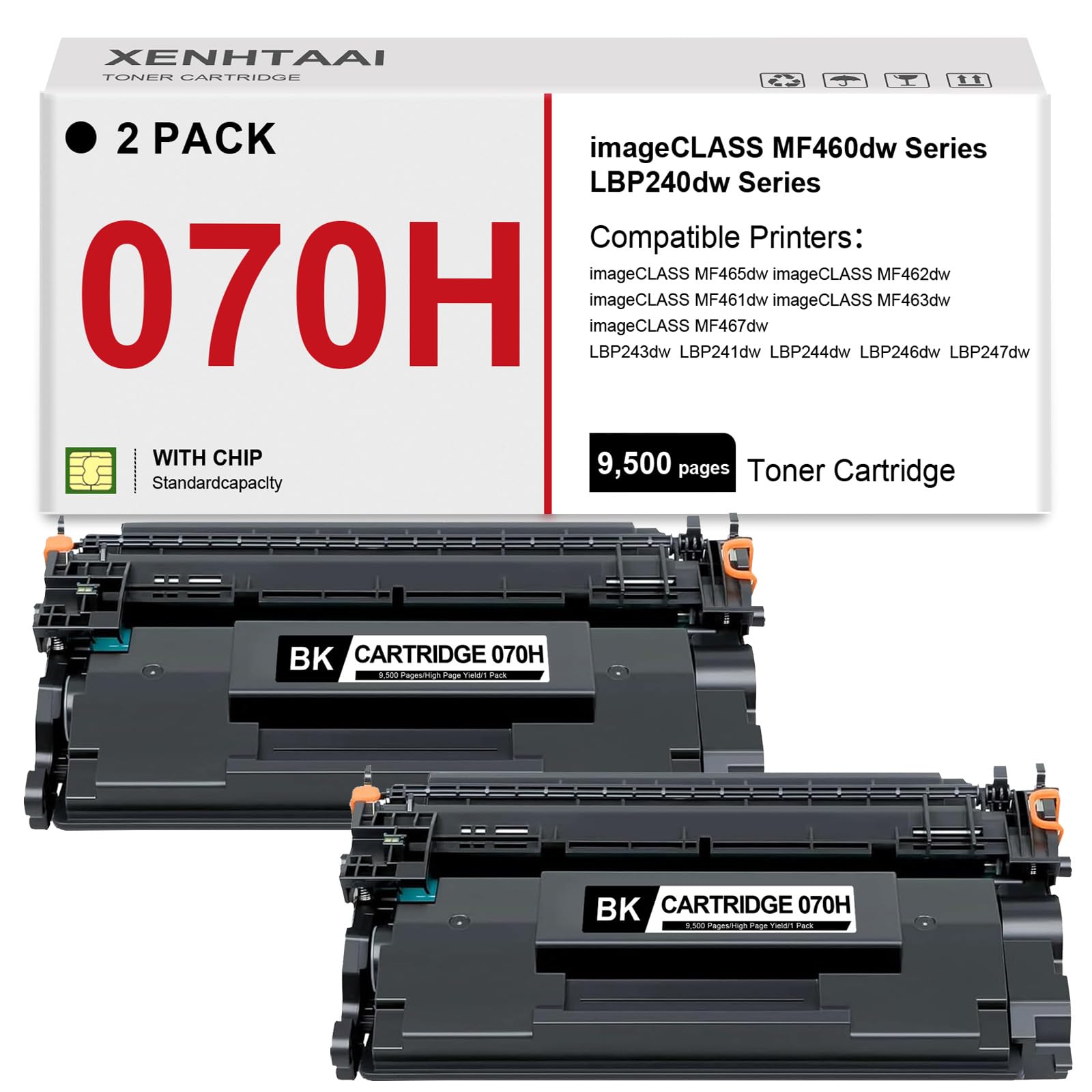 Photo 1 of XENHTAAI 070H Black Toner Cartridge 070H Toner CartridgeCompatible for Canon ImageCLASS MF461dw MF462dw MF465dw LBP243dw LBP266dw LBP247dw Printers (9500 Pages 2 Pack)