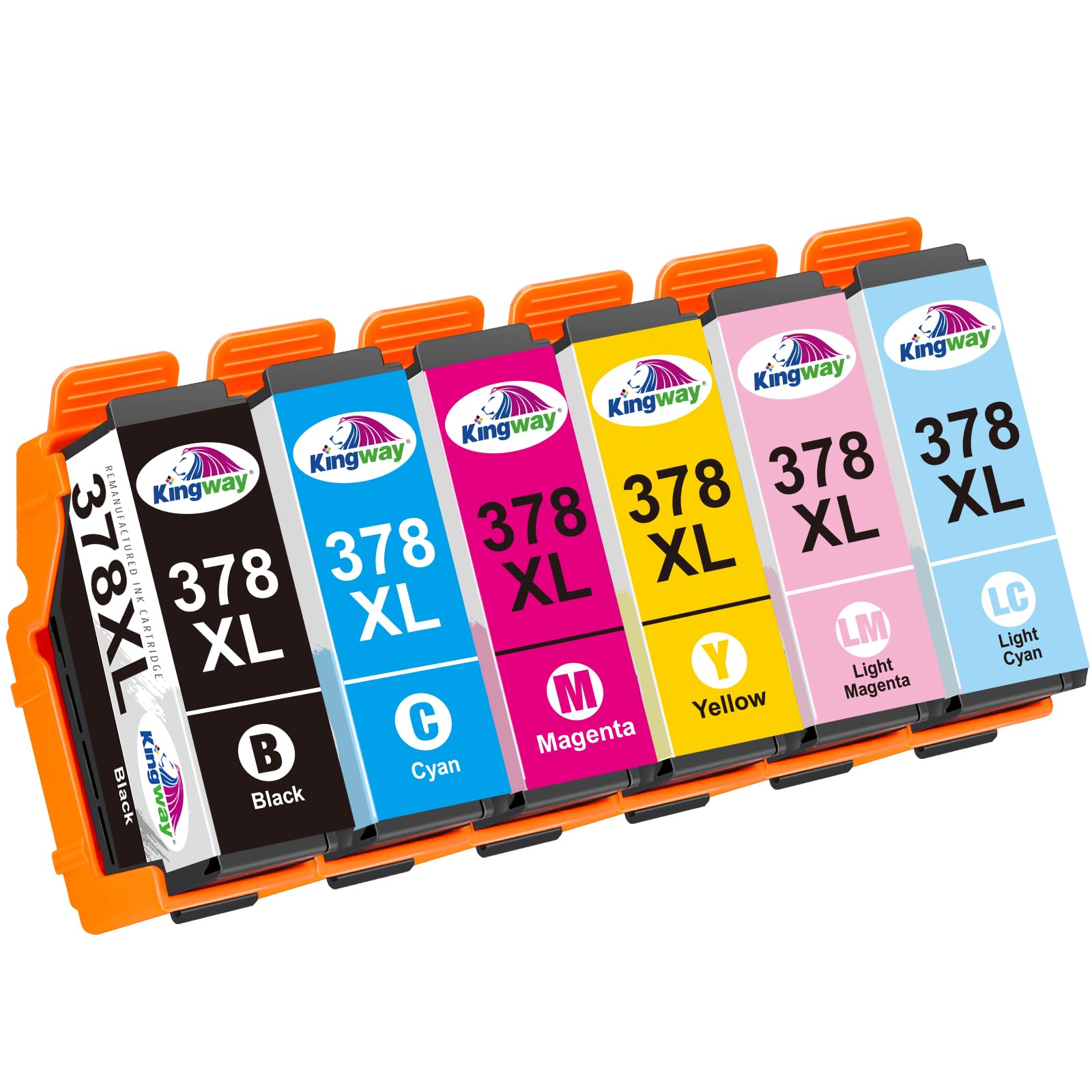 KINGWAY 378XL Ink Cartridges Remanufactured for Epson 378 378XL Ink Cartridges Multipack Compatible with Expression Photo XP-8700 XP-8600 XP-8000 XP-8005 XP-8500 XP-8505 XP-8605 Printers, 6 Pack