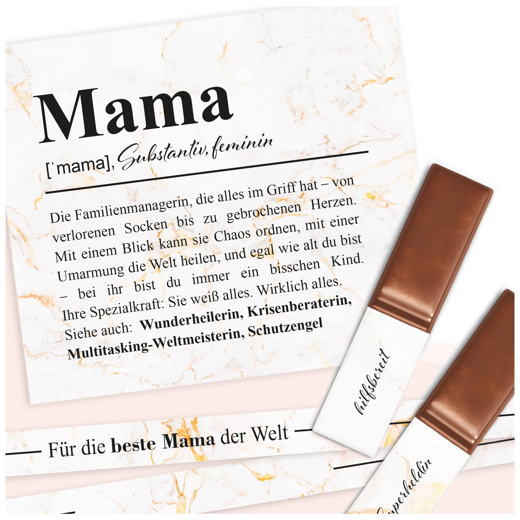 Sticker Set of 3 DIN A4 Sticker Sheets for Merci Chocolate for 250 g Box as a Gift without Chocolate Bar to Say Y062 (03 Mum)