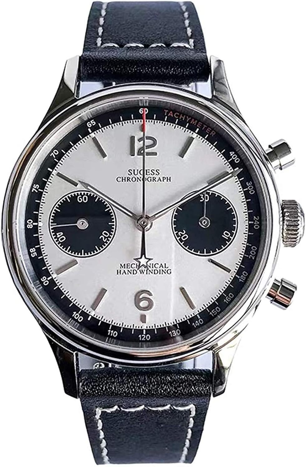 Orologio Uomo Yazole Cronografo Tachimetro Quadrante Bianco Cinturino Pelle Coccodrillo