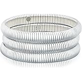 MISS RIGHT Gold Chunky Stretch Snake Chain Bangle Bracelets Stack for Women Trendy, 18K Gold Filled Stainless Steel Stretchy Womens Stackable Wristband Bangles Bracelet Set