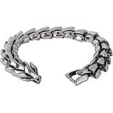 HAQUIL Viking Dragon Bracelet, Stainless Steel Ouroboros Jormungandr Link Chain Bracelet, Viking Jewelry Gift for Men