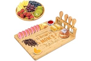 OEAGO Christmas Stocking Stuffers Charcuterie Boards Set Birthday Gifts for Mom, Mom Gifts Bamboo Cheese Board Set with 1 Rou