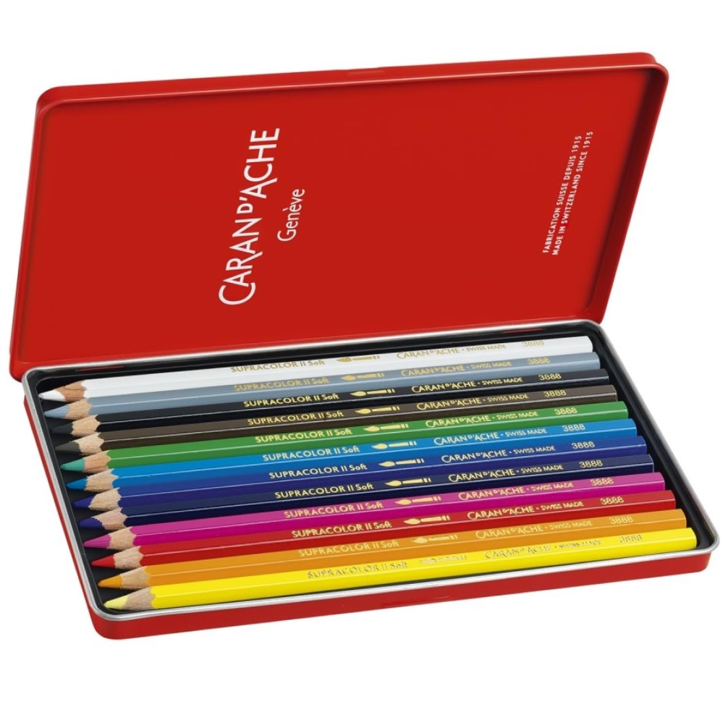 Caran Dache Metal tin with 12 assorted colours
