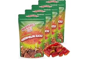Marranadas Enchilados Spicy Gummies Mexican Candy Assortment, 12 Flavors, 3.1 oz Bags 4 Pack (Watermelon Slices)
