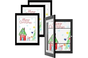 Orionstar 4 Pack Kids Art Frames, Kids Artwork Picture Frames Changeable, Front Opening Picture Display Frames, Holds 11.8X8.5 100 A4 Pcs, Artwork Display Storage Frames for Children, Home and Office (Black)