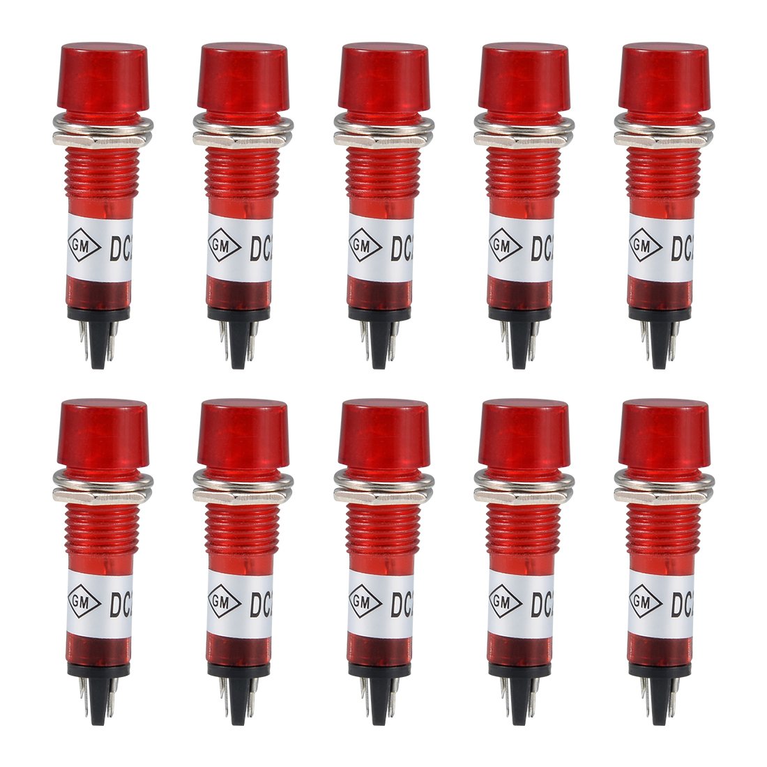 sourcing map Signal Indicator Dash Light DC 24V, LED Bulbs XD10-3 Red, 10mm 2/5" Panel Mount 10Pcs
