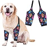 Sharkwill Dog Elbow Wraps Knee Protector Pads Elbow Callus Treatment Sleeve for Wounds Front Legs Prevent Licking for Medium Large Dogs XL,Footprint