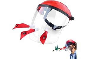 JILITSE Hummingbird Feeder Hat Mask | ​Helmet-Style Hands-Free Design | 3 Spill-Proof Ports & Adjustable Headband | Lightweight PVC for ​Outdoor & ​Parent-Child Birdwatching | Red