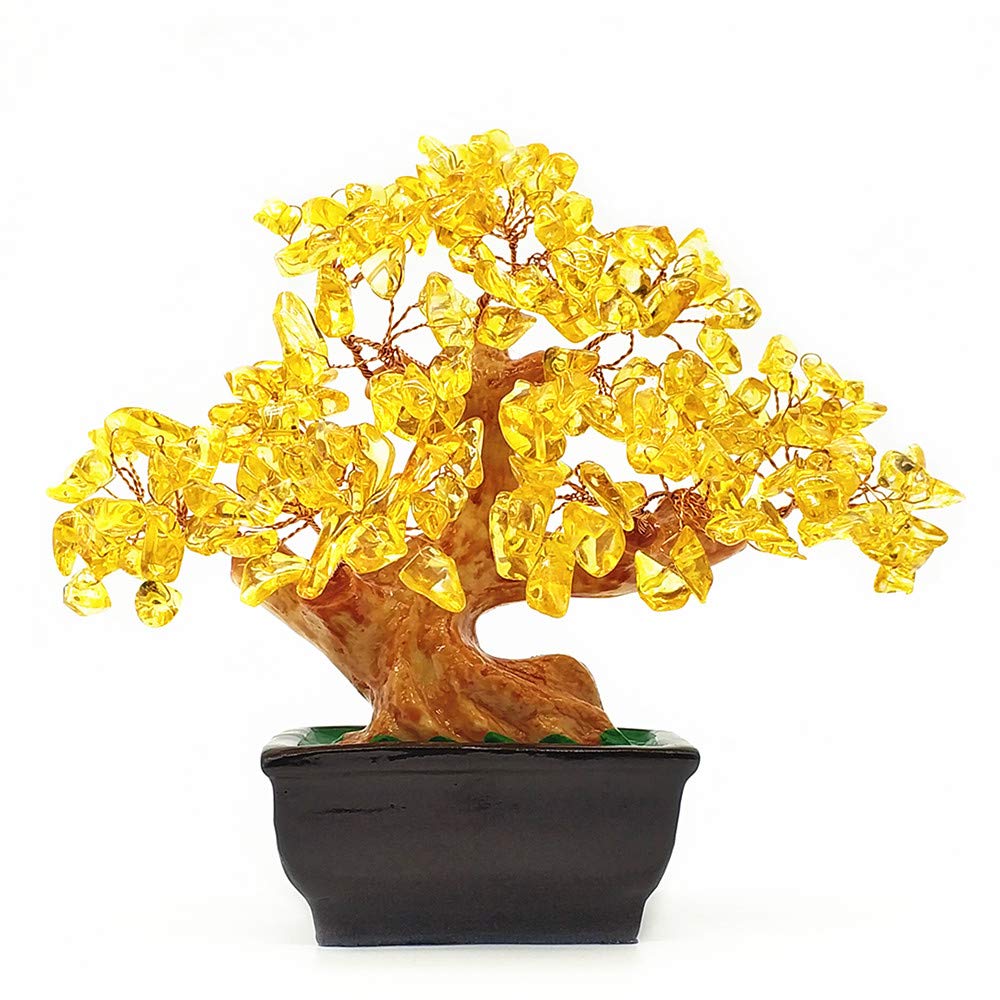 Photo 1 of Colorsheng Feng Shui Quartz Crystal Money Tree Bonsai Style Decoration for Luck and Wealth (Yellow)