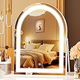 Gvnkvn Vanity Mirror with Lights, 16" Light Up Makeup Mirror, LED Makeup Mirror with Lights for Bedroom Tabletop, Smart Touch Control 3 Colors Dimmable, 360° Rotation