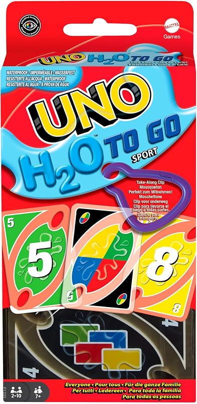 UNO H2O to Go Cartes résistantes à l’Eau 2-10 Joueurs 7+