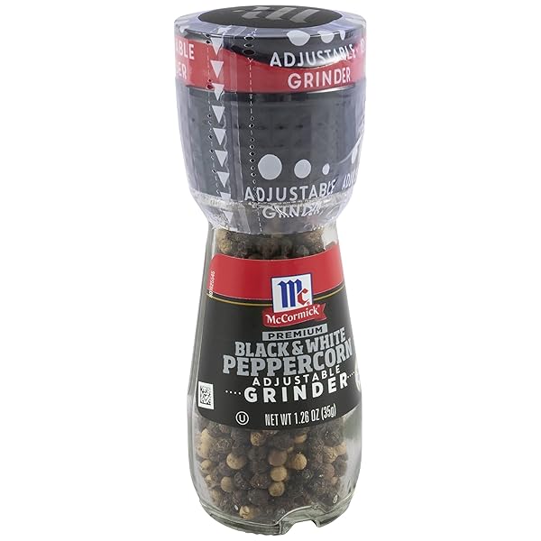 MCCORMICK PREMIUM BLACK & WHITE PEPPERCORN ADJUSTABLE GRINDER,...