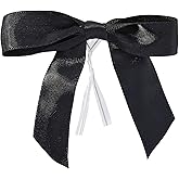 Juvale Gift Bows with Twist Ties - Mini Bows for Crafts & Wrapping - Pre-Tied Satin Polyester Ribbon for Treat Bags & Balloons - 3-Inch, Black, 100 Pack