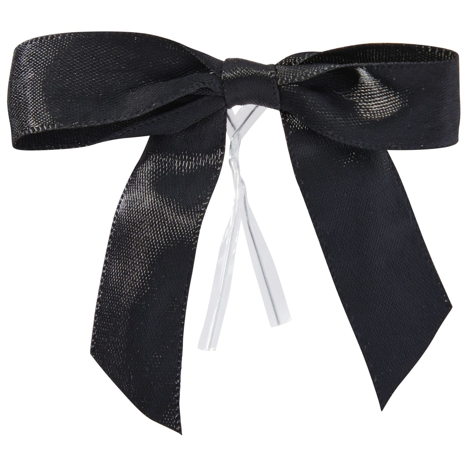 Photo 1 of 100-Pack Twist Tie Bows - Black 3" Satin Ribbon Small Bows for Gift Wrapping Treats Party Favors Craft Decoration