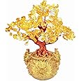 Colorsheng Feng Shui Citrine Quartz Crystal Money Tree Bonsai Style Decoration for Luck and Wealth (Dragon pots)