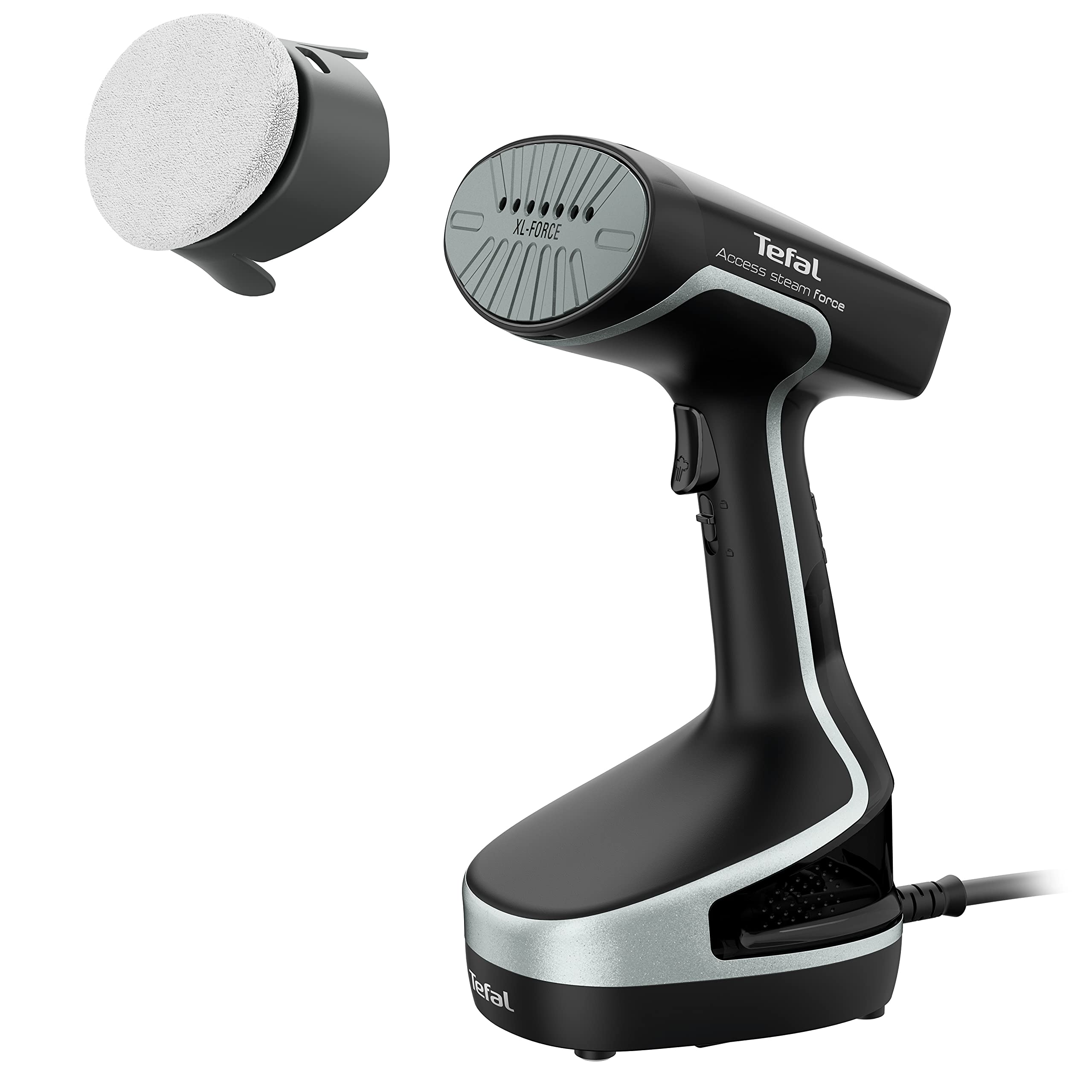 Tefal Access Steam Force Dampfbürste, Dampfglätter 2000 Watt, 190 ml Wassertank, in nur 25 Sekunden aufgeheizt und einsatzbereit, entkeimende Dampfkraft, Steamer, schwarz/silber, DT8250