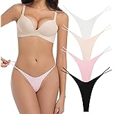 VISSAY Cotton Thongs for Women G-String Breathable Underwear Low Rise T-back Panties Comfortable Stretch 4 Pack