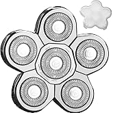 FOXSONIC Silvery Men's Electric Shaver Replacement Heads Electric Razor Blade Replacement Head 6 Blades Head Shaver replacement Bald Shaver Head Blade