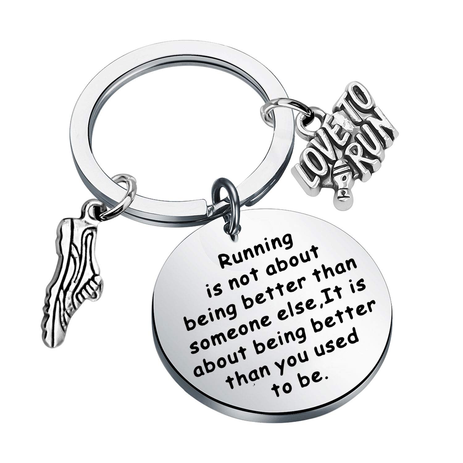 NOBRAND MYOSPARK Runner Gift Running is About Being Better Than You Used to Be Keychain Marathon Runner Jewelry Track Gift Inspiration Gift for Runner (Running Keychain)