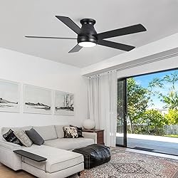 POCHFAN 52 Inch Black Ceiling Fans with Lights and