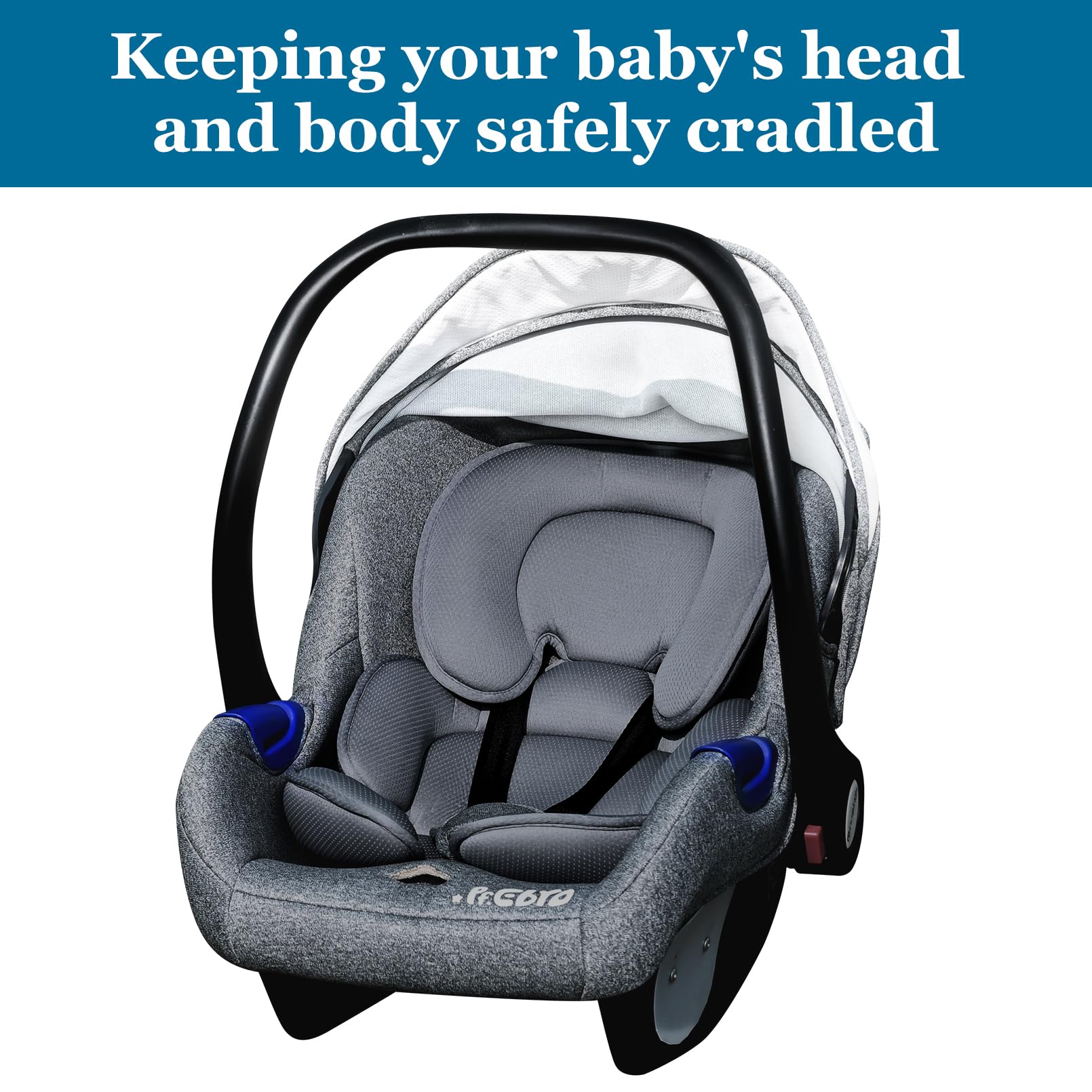 Innokids Head and Body Support Pillow Infant Car Seat Insert for Newborn to Toddler Stroller Cushion (Grey)