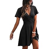 RUMIA Womens Casual Dresses Wrap V Neck Dress A-Line Ruffle Sleeve Summer Sundress Fashion 2026