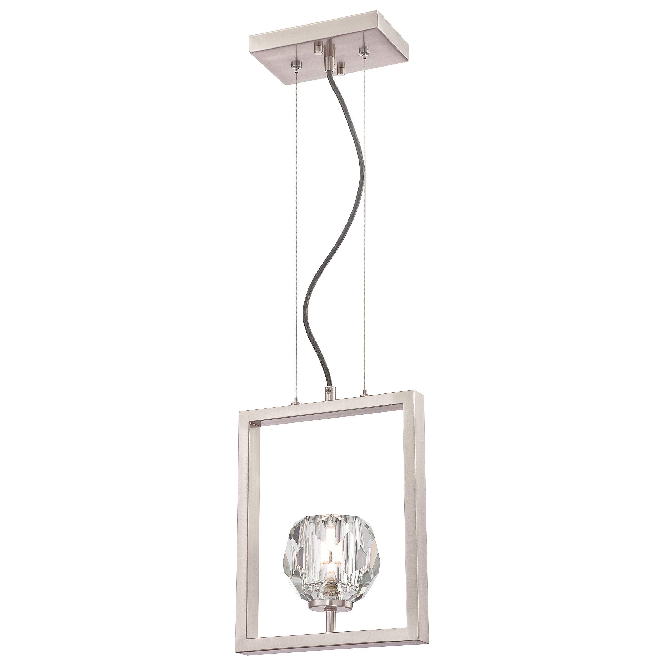 Westinghouse Lighting 63676 Zoa One-Light Indoor Pendant, Brushed Nickel Finish with Crystal Glass